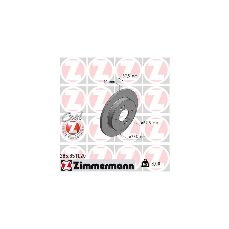 Jeu de 2 disques de frein arrière ZIMMERMANN 285.3511.20