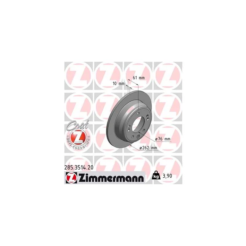Jeu de 2 disques de frein arrière ZIMMERMANN 285.3514.20