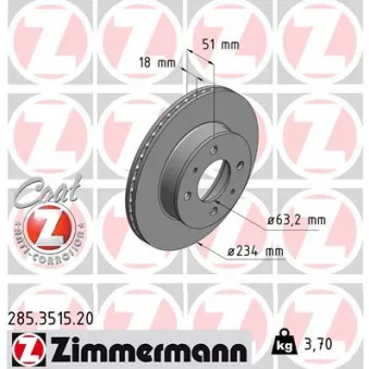 Jeu de 2 disques de frein avant ZIMMERMANN 285.3515.20