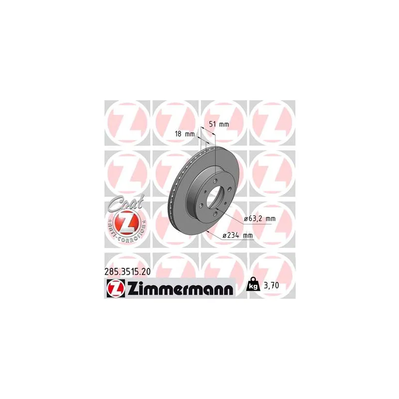 Jeu de 2 disques de frein avant ZIMMERMANN 285.3515.20