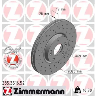 Jeu de 2 disques de frein avant ZIMMERMANN 285.3516.52