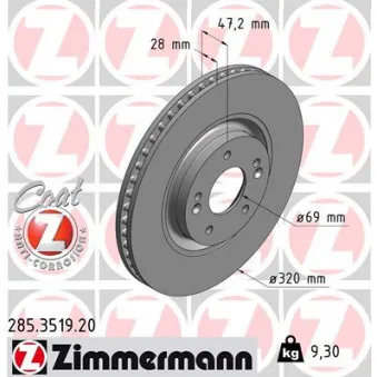 Jeu de 2 disques de frein avant ZIMMERMANN 285.3519.20