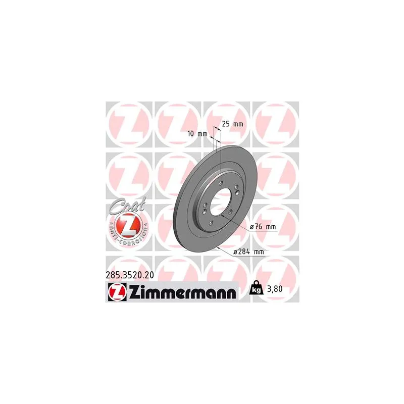 Jeu de 2 disques de frein arrière ZIMMERMANN 285.3520.20