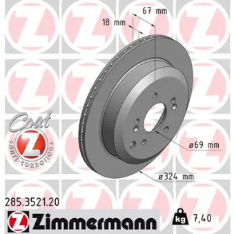 Jeu de 2 disques de frein arrière ZIMMERMANN 285.3521.20