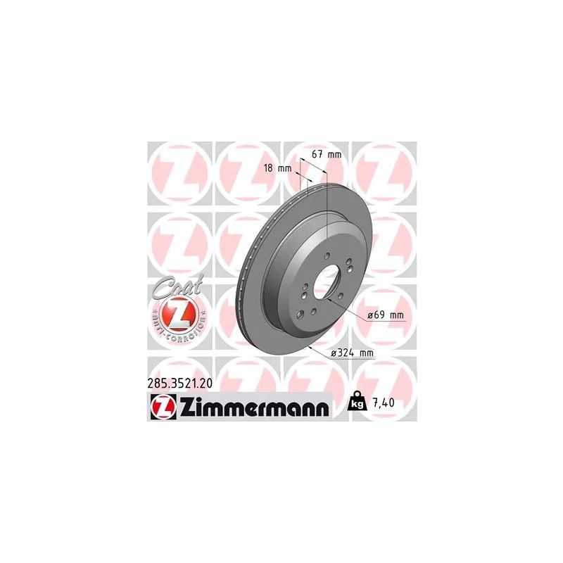 Jeu de 2 disques de frein arrière ZIMMERMANN 285.3521.20