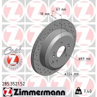 Jeu de 2 disques de frein arrière ZIMMERMANN 285.3521.52