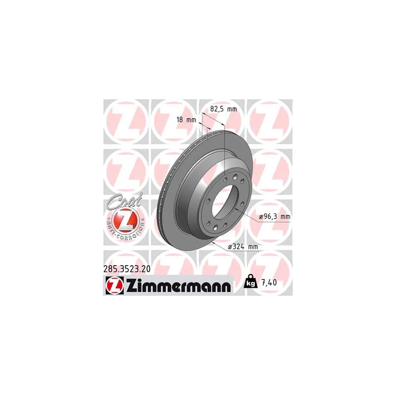 Jeu de 2 disques de frein arrière ZIMMERMANN 285.3523.20