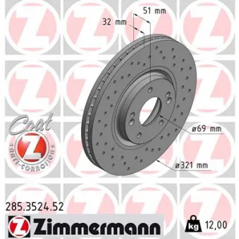 Jeu de 2 disques de frein avant ZIMMERMANN 285.3524.52