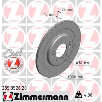 Jeu de 2 disques de frein arrière ZIMMERMANN 285.3526.20