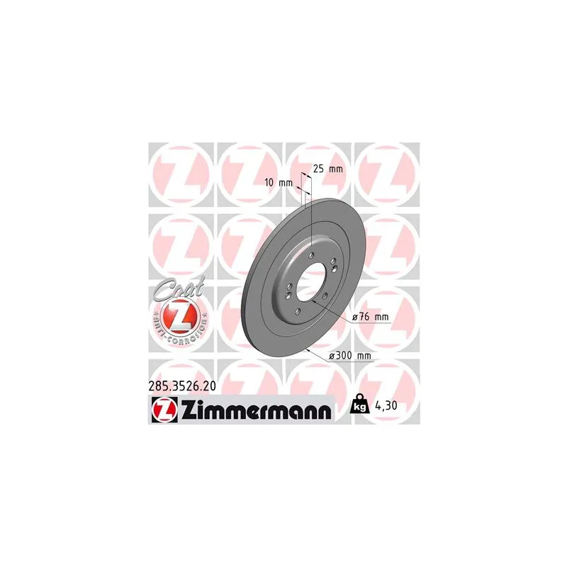Jeu de 2 disques de frein arrière ZIMMERMANN 285.3526.20