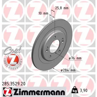 Jeu de 2 disques de frein arrière ZIMMERMANN 285.3529.20
