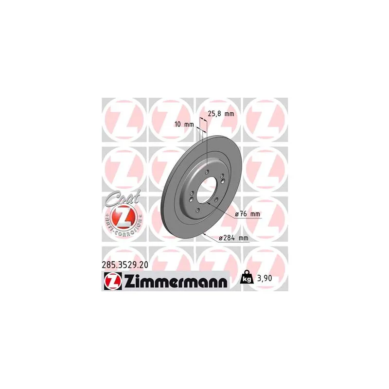Jeu de 2 disques de frein arrière ZIMMERMANN 285.3529.20