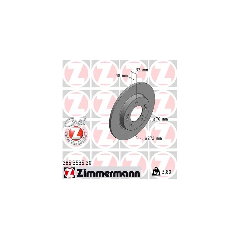 Jeu de 2 disques de frein arrière ZIMMERMANN 285.3535.20