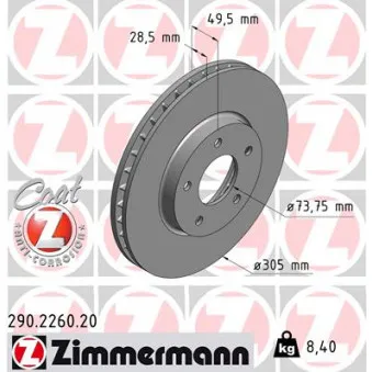 Jeu de 2 disques de frein avant ZIMMERMANN