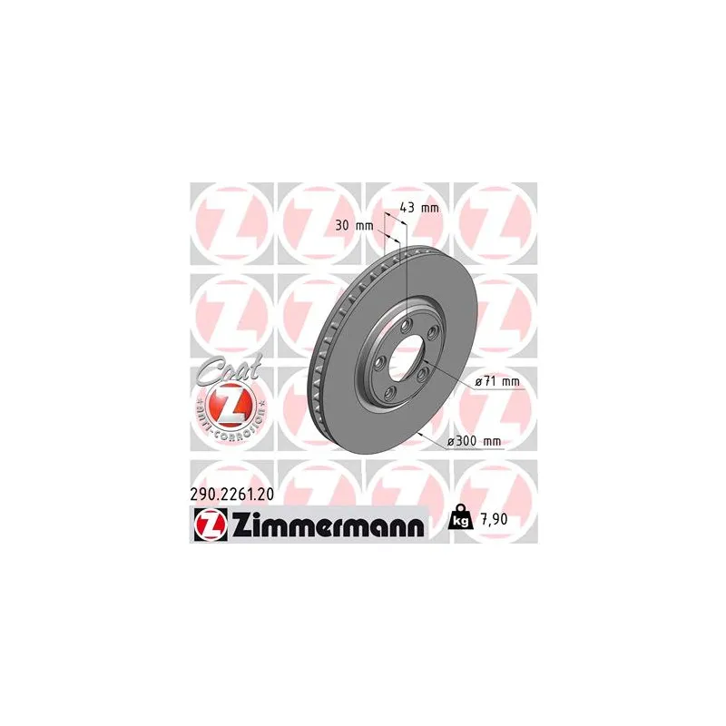 Jeu de 2 disques de frein avant ZIMMERMANN 290.2261.20