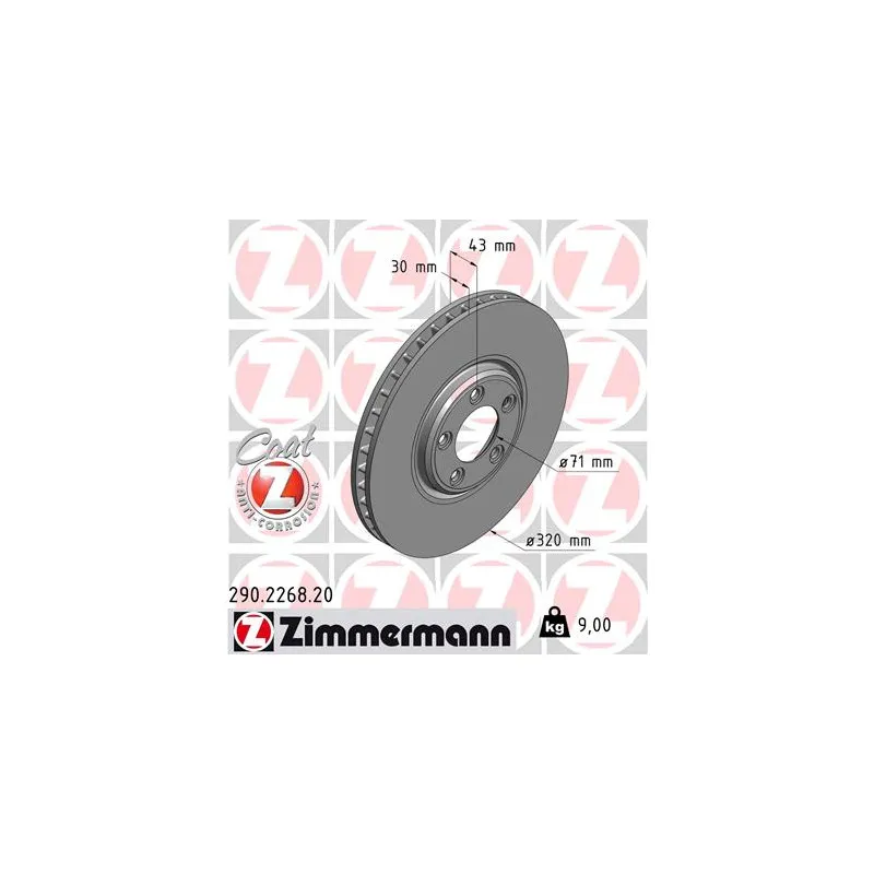 Jeu de 2 disques de frein avant ZIMMERMANN 290.2268.20