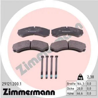 Jeu de 4 plaquettes de frein avant ZIMMERMANN 29121.200.1