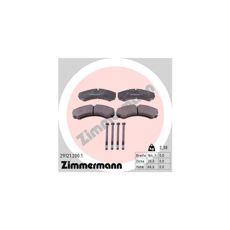 Jeu de 4 plaquettes de frein avant ZIMMERMANN 29121.200.1