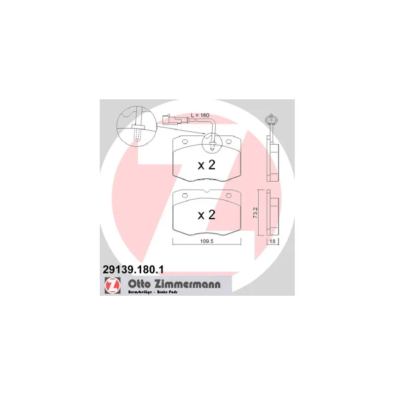 Jeu de 4 plaquettes de frein avant ZIMMERMANN 29139.180.1