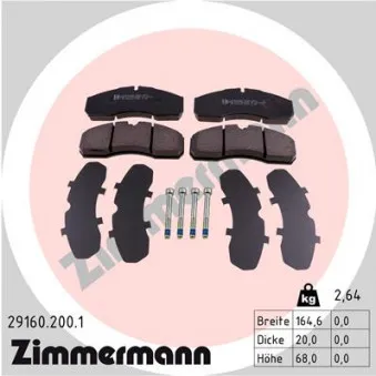Jeu de 4 plaquettes de frein avant ZIMMERMANN 29160.200.1