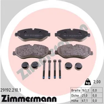 Jeu de 4 plaquettes de frein avant ZIMMERMANN 29192.210.1