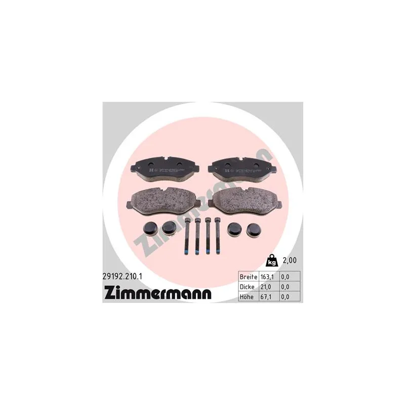 Jeu de 4 plaquettes de frein avant ZIMMERMANN 29192.210.1