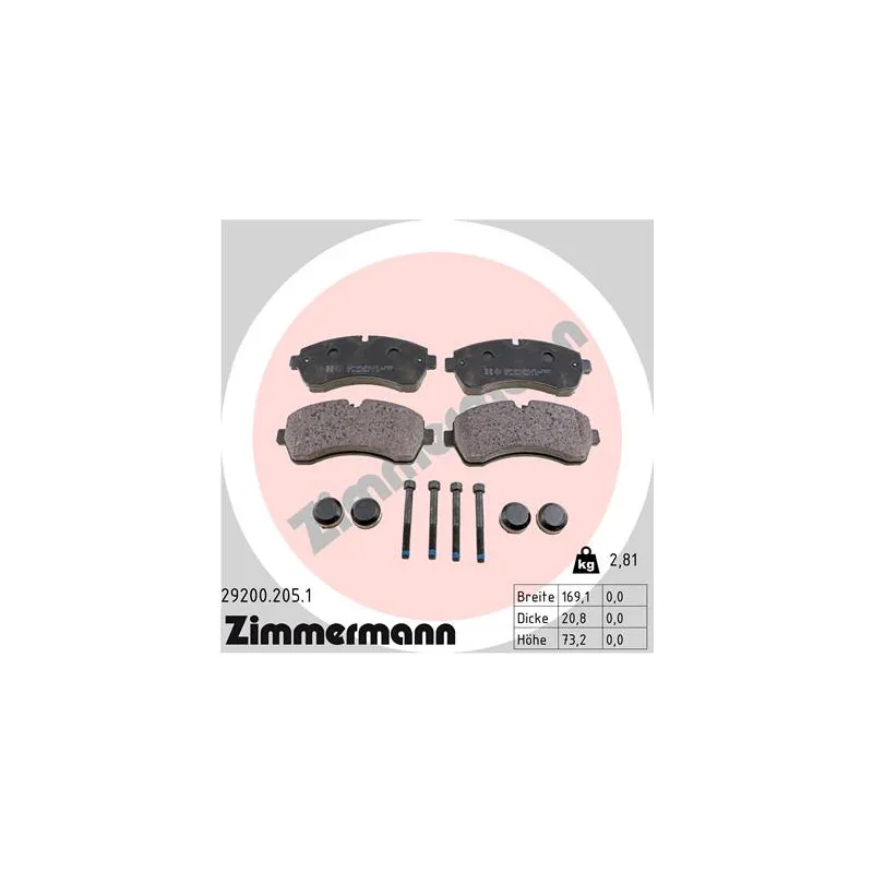 Jeu de 4 plaquettes de frein avant ZIMMERMANN 29200.205.1