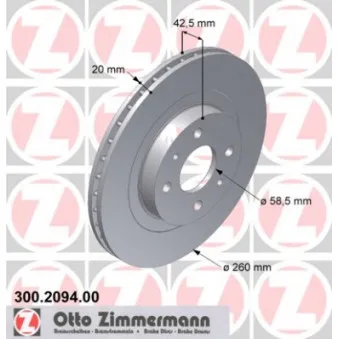 Jeu de 2 disques de frein avant ZIMMERMANN 300.2094.00