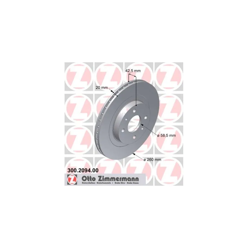 Jeu de 2 disques de frein avant ZIMMERMANN 300.2094.00