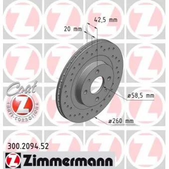 Jeu de 2 disques de frein avant ZIMMERMANN 300.2094.52
