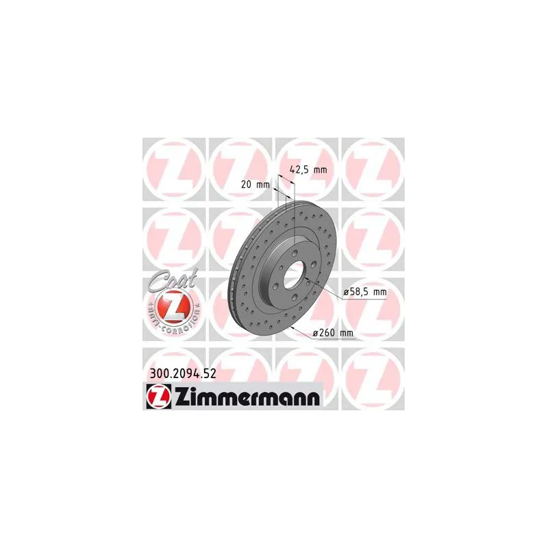 Jeu de 2 disques de frein avant ZIMMERMANN 300.2094.52