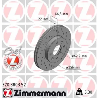 Jeu de 2 disques de frein avant ZIMMERMANN 320.3803.52