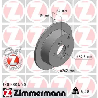 Jeu de 2 disques de frein arrière ZIMMERMANN 320.3804.20