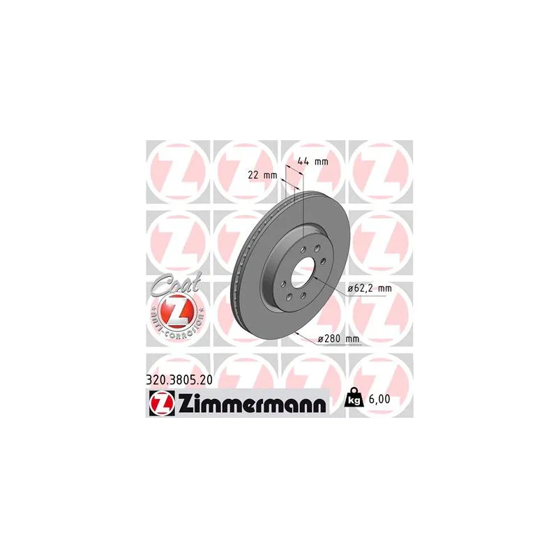 Jeu de 2 disques de frein avant ZIMMERMANN 320.3805.20