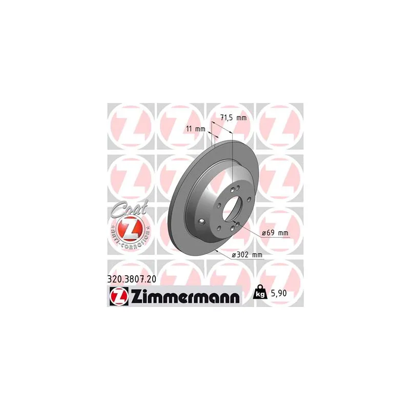 Jeu de 2 disques de frein arrière ZIMMERMANN 320.3807.20