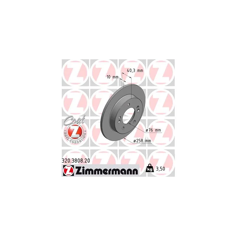 Jeu de 2 disques de frein arrière ZIMMERMANN 320.3808.20