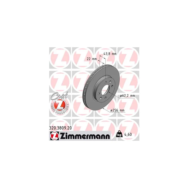 Jeu de 2 disques de frein avant ZIMMERMANN 320.3809.20