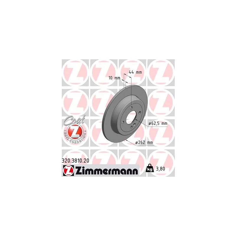 Jeu de 2 disques de frein arrière ZIMMERMANN 320.3810.20