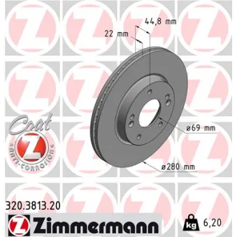 Jeu de 2 disques de frein avant ZIMMERMANN 320.3813.20