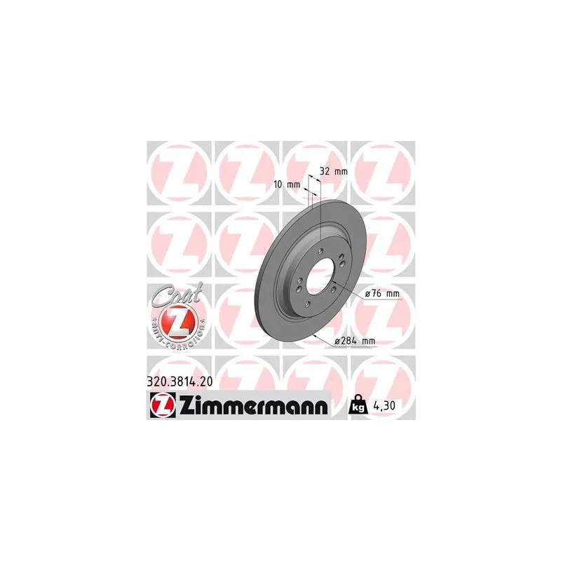 Jeu de 2 disques de frein arrière ZIMMERMANN 320.3814.20