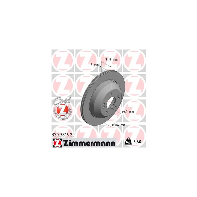 Jeu de 2 disques de frein arrière ZIMMERMANN 320.3816.20