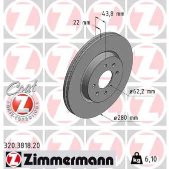 Jeu de 2 disques de frein avant ZIMMERMANN 320.3818.20