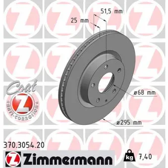 Jeu de 2 disques de frein avant ZIMMERMANN 370.3054.20