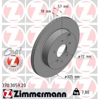 Jeu de 2 disques de frein arrière ZIMMERMANN 370.3059.20