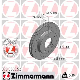 Jeu de 2 disques de frein avant ZIMMERMANN 370.3065.52