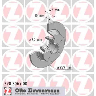 Jeu de 2 disques de frein arrière ZIMMERMANN 370.3067.00