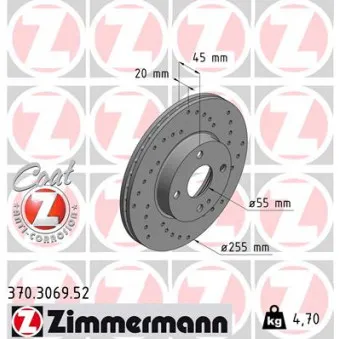 Jeu de 2 disques de frein avant ZIMMERMANN 370.3069.52