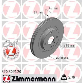 Jeu de 2 disques de frein avant ZIMMERMANN 370.3071.20