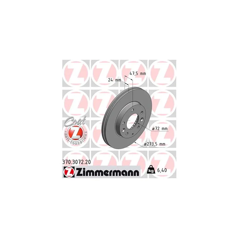Jeu de 2 disques de frein avant ZIMMERMANN 370.3072.20