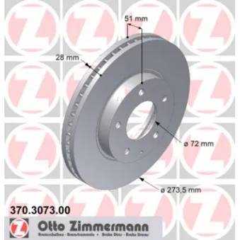 Jeu de 2 disques de frein avant ZIMMERMANN 370.3073.00
